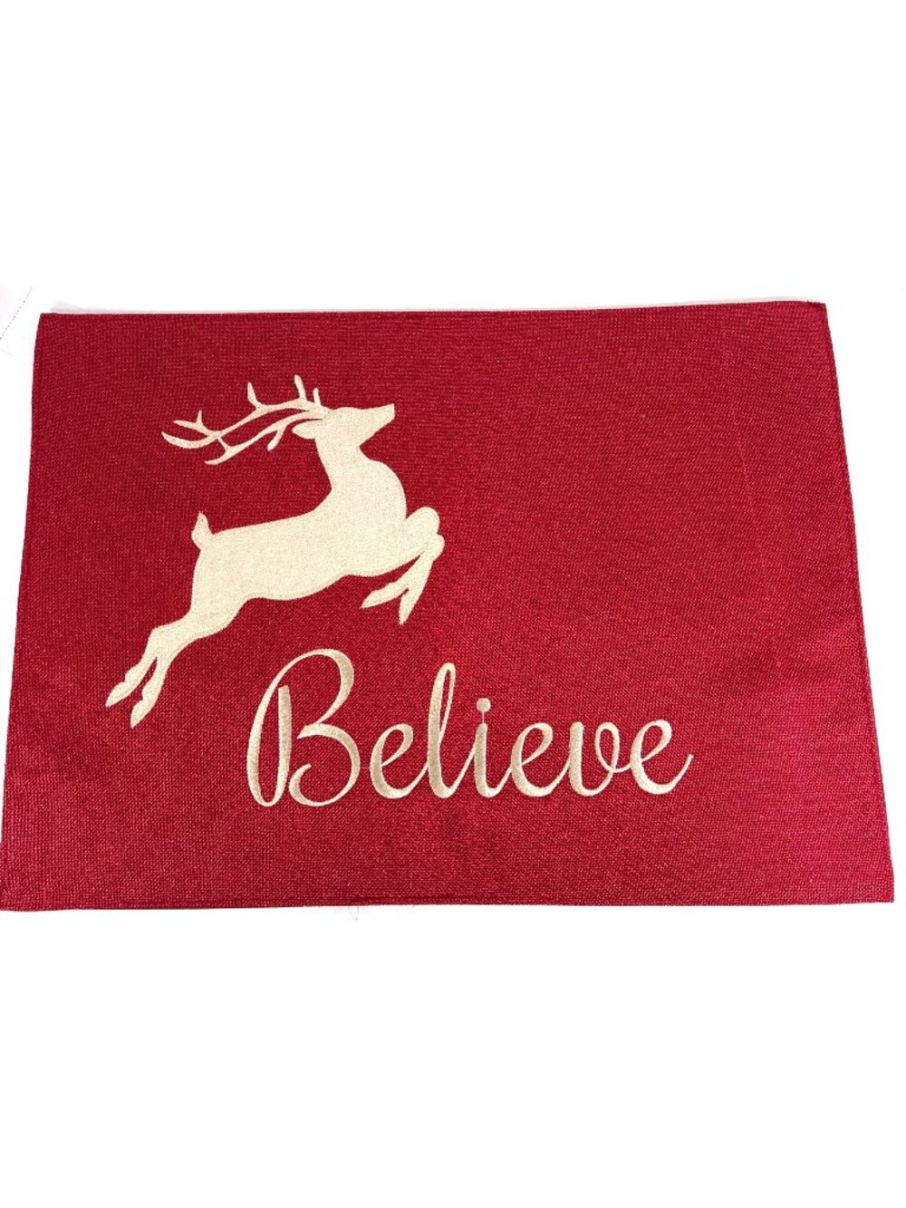 Believe Christmas Reindeer Placemats Set of 6 Holiday Table Linens